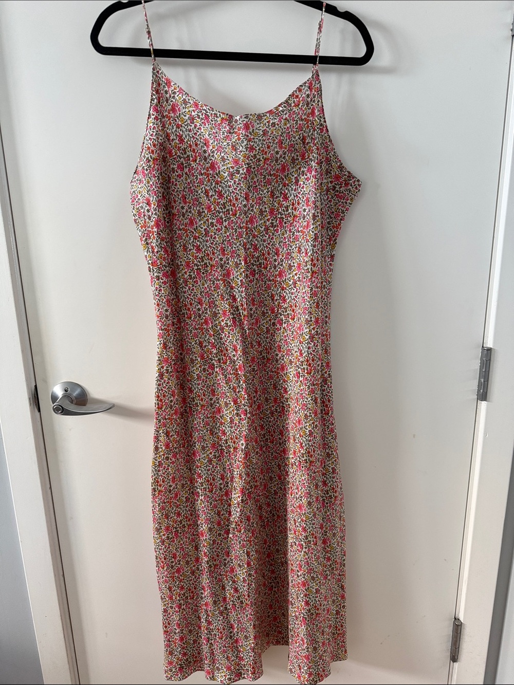 J. Crew Pink Floral Slip Midi Dress